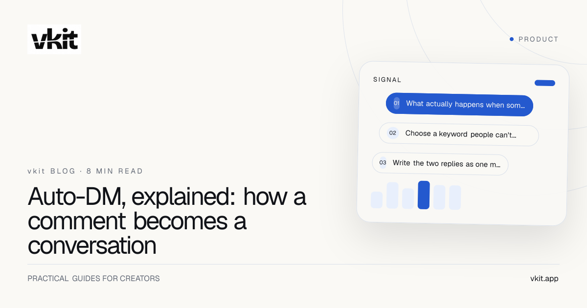 Cover art: a creator beside the headline “Instagram Auto DM explained — what it is, how it works, and why creators use it”