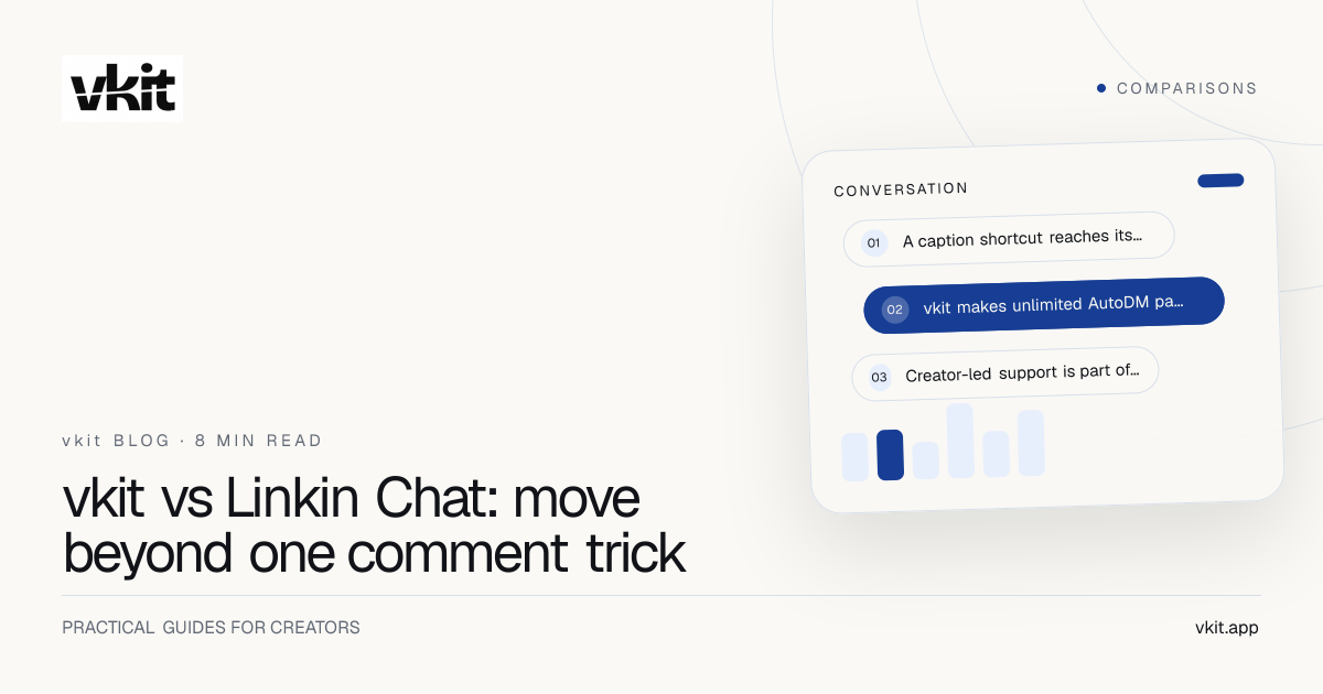 vkit and Linkin Chat comparison cover showing a comment shortcut beside a full campaign system